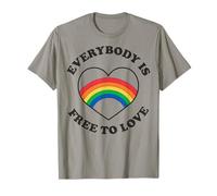 Trendy Apparel Pride Everybody Is Free To Love Rainbow Heart Camiseta