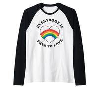 Trendy Apparel Pride Everybody Is Free To Love Rainbow Heart Camiseta Manga Raglan