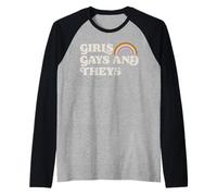 Trendy Apparel Pride Girls Gays and Theys Rainbow Camiseta Manga Raglan