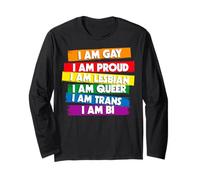 Trendy Apparel Pride I Am Gay I Am Proud I Am Lesbian I Am Manga Larga