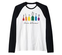 Trendy Apparel Pride Love Blooms Rainbow Colored Vases Camiseta Manga Raglan