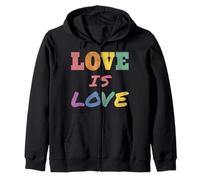 Trendy Apparel Pride Love Is Love Large Bold Rainbow Text Sudadera con Capucha