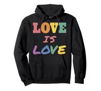 Trendy Apparel Pride Love Is Love Large Bold Rainbow Text Sudadera con Capucha