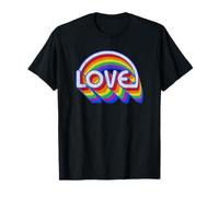 Trendy Apparel Pride Love Stacked Rainbow Lettering and Arch Camiseta