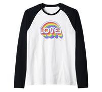Trendy Apparel Pride Love Stacked Rainbow Lettering and Arch Camiseta Manga Raglan