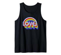 Trendy Apparel Pride Love Stacked Rainbow Lettering and Arch Camiseta sin Mangas