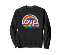Trendy Apparel Pride Love Stacked Rainbow Lettering and Arch Sudadera