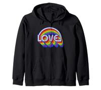 Trendy Apparel Pride Love Stacked Rainbow Lettering and Arch Sudadera con Capucha