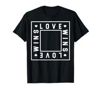 Trendy Apparel Pride Love Wins Love Wins Square and Hearts Camiseta