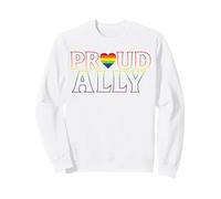 Trendy Apparel Pride Proud Ally Rainbow Lettering and Heart Sudadera