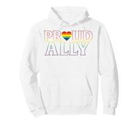 Trendy Apparel Pride Proud Ally Rainbow Lettering and Heart Sudadera con Capucha