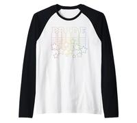 Trendy Apparel Pride Rising Stacked Rainbow Pride Text Stars Camiseta Manga Raglan