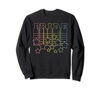 Trendy Apparel Pride Rising Stacked Rainbow Pride Text Stars Sudadera