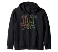 Trendy Apparel Pride Rising Stacked Rainbow Pride Text Stars Sudadera con Capucha