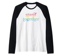 Trendy Apparel Pride Stand Together Rainbow Gradient Text Camiseta Manga Raglan