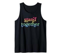 Trendy Apparel Pride Stand Together Rainbow Gradient Text Camiseta sin Mangas