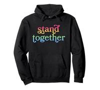 Trendy Apparel Pride Stand Together Rainbow Gradient Text Sudadera con Capucha