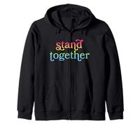 Trendy Apparel Pride Stand Together Rainbow Gradient Text Sudadera con Capucha