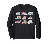 Trendy Apparel Retro Vintage Style Trucks and Cars Collage Manga Larga