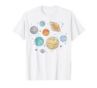Trendy Apparel Solar System Planets Jumbled Watercolor Style Camiseta