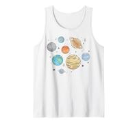 Trendy Apparel Solar System Planets Jumbled Watercolor Style Camiseta sin Mangas