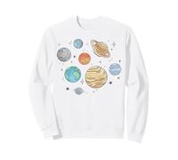 Trendy Apparel Solar System Planets Jumbled Watercolor Style Sudadera