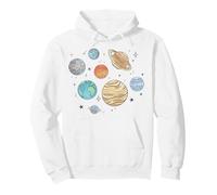 Trendy Apparel Solar System Planets Jumbled Watercolor Style Sudadera con Capucha