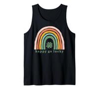 Trendy Apparel St. Patrick's Day Happy Go Lucky Rainbow Logo Camiseta sin Mangas