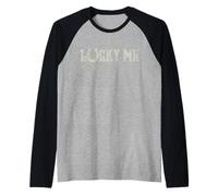 Trendy Apparel St. Patrick's Day Lucky Me Vintage Style Logo Camiseta Manga Raglan
