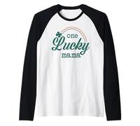 Trendy Apparel St. Patrick's Day One Lucky Mama Rainbow Logo Camiseta Manga Raglan