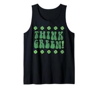 Trendy Apparel St. Patrick's Day Think Green Distressed Logo Camiseta sin Mangas