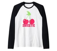 Trendy Apparel Sweetie Two Cherries On A Stem Illustration Camiseta Manga Raglan