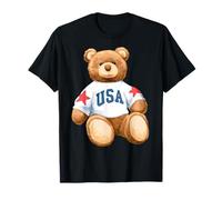 Trendy Apparel Teddy Bear with USA and Stars Sweatshirt Camiseta