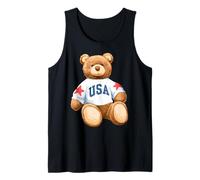 Trendy Apparel Teddy Bear with USA and Stars Sweatshirt Camiseta sin Mangas