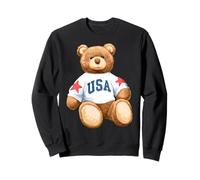 Trendy Apparel Teddy Bear with USA and Stars Sweatshirt Sudadera
