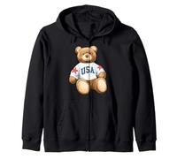 Trendy Apparel Teddy Bear with USA and Stars Sweatshirt Sudadera con Capucha