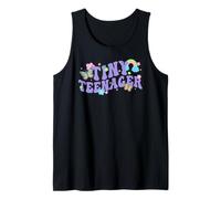 Trendy Apparel Tiny Teenager Cute Flower Butterfly & Rainbow Camiseta sin Mangas