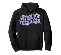 Trendy Apparel Tiny Teenager Cute Flower Butterfly & Rainbow Sudadera con Capucha