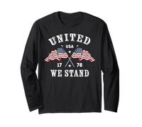 Trendy Apparel United We Stand USA 1776 Crossed Flags Manga Larga