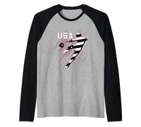 Trendy Apparel USA Soccer Player Silhouette Americana Camiseta Manga Raglan