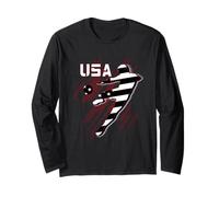 Trendy Apparel USA Soccer Player Silhouette Americana Manga Larga
