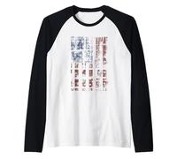 Trendy Apparel USA United States of America Faded Flag Camiseta Manga Raglan
