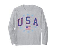 Trendy Apparel USA United States of America Flag and Stars Manga Larga