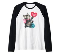 Trendy Apparel Valentine's Day Dump Him Cute Kitten with Bow Camiseta Manga Raglan