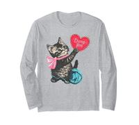 Trendy Apparel Valentine's Day Dump Him Cute Kitten with Bow Manga Larga
