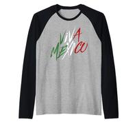 Trendy Apparel Viva Mexico Colores Bandera Red White Green Camiseta Manga Raglan