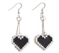 Trendy Black Mosaic Love Pixel Peach Heart Pendientes Colgantes Street Hip Hop Pendientes Largos Practical And Attractive