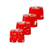 Trendy Boy Pack de 4 Bóxers de Navidad para Niños - Calzoncillos de Algodón Suave, Ropa Interior Roja de Fiesta (B838, 6-8 Years)