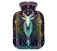Trendy Capricornio Tarot Starry Tarot - Botella de agua caliente con cubierta suave, compresa caliente de 1 litro para aliviar el dolor de cuello y hombros, alivio del dolor de cuello y hombros