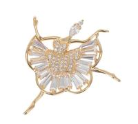 Trendy Dancer Brooches Women Accessories for Lapel Ballet Dance Girl Brooch Plush Rhinestone Breast Pin Doll Gold Copper